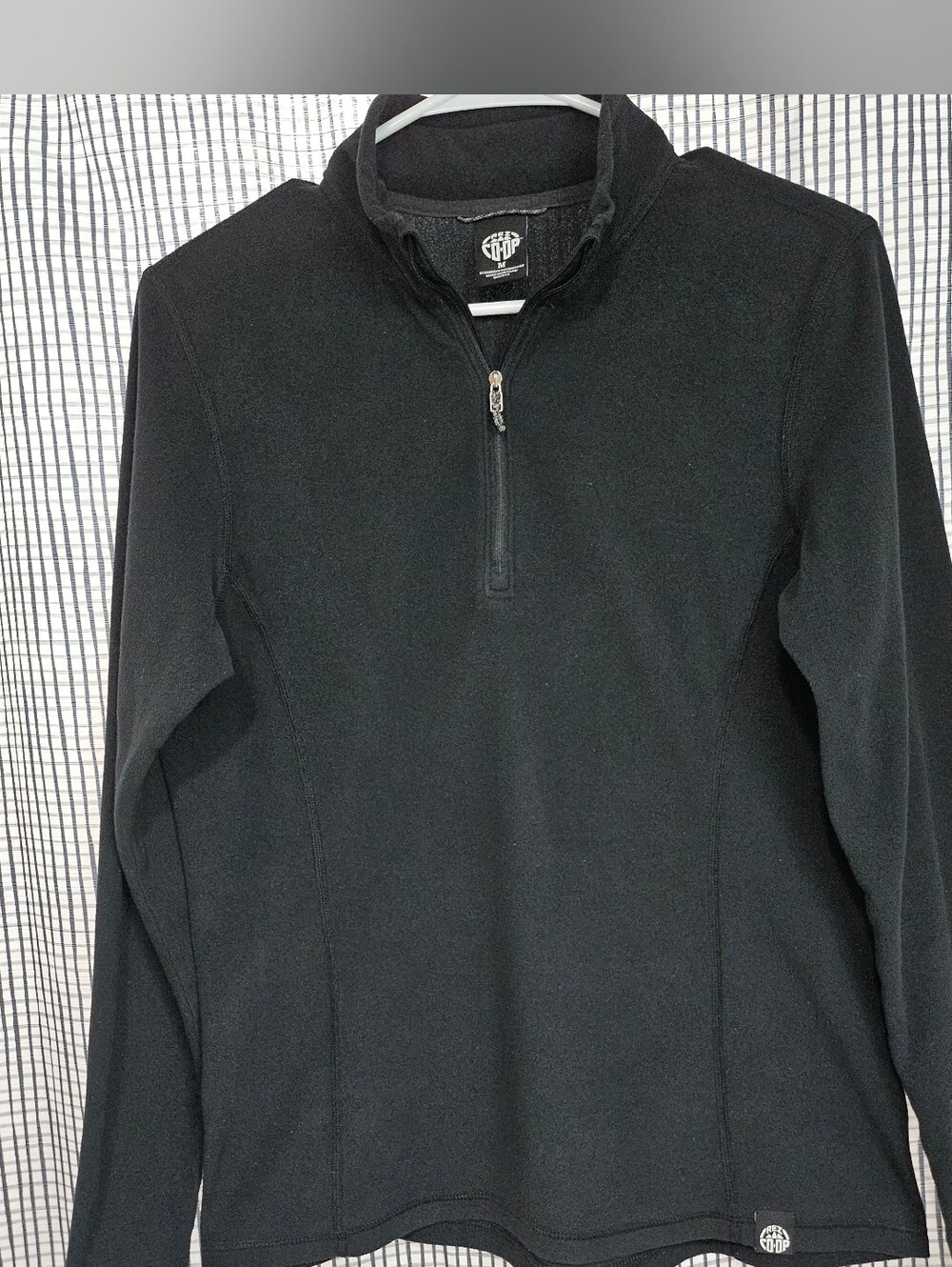 REI Co-op Womenโs Black Microfleece Quarter-Zip Pullover Size Medium